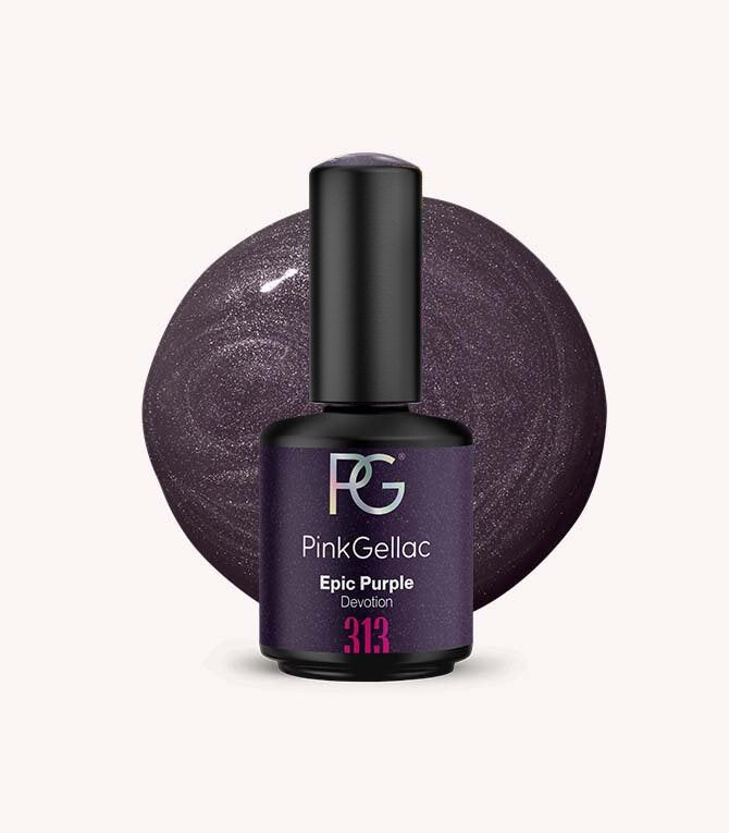 Pink Gellac 313 Epic Purple gel nail polish bottle.