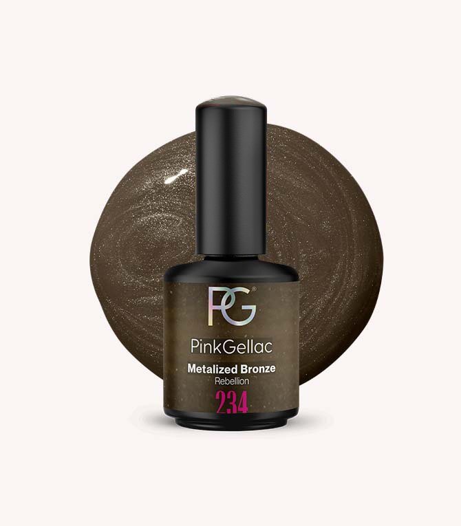 Pink Gellac 234 Metalized Bronze gel nail polish bottle.
