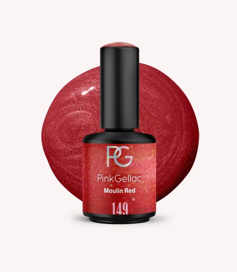 Pink Gellac 149 Moulin Red gel nail polish bottle.