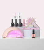 Pink Gellac Classic gel nail polish kit with lamp, gel polishes and accessories.