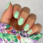 Manicured nails painted with Pink Gellac 488 Melted Mint gel polish.