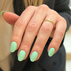 Close-up of Pink Gellac 488 Melted Mint press-on nails.
