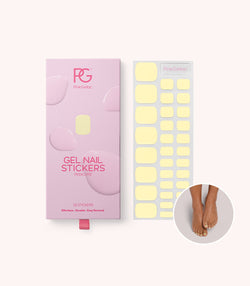 Pink Gellac 445 Butter Yellow pedicure gel nail stickers in their box.