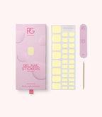Pink Gellac 445 Butter Yellow gel nail stickers with sheet, nail file and cuticle stick.