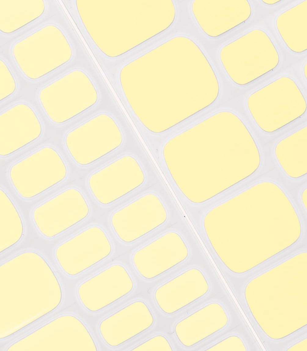 Close-up of the Pink Gellac 445 Butter Yellow pedicure gel nail sticker sheet.