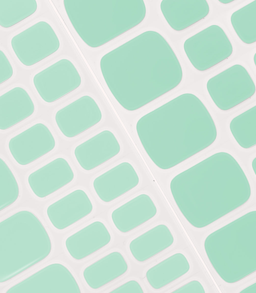 Close-up of the Pink Gellac Melted Mint pedicure gel nail sticker sheet.