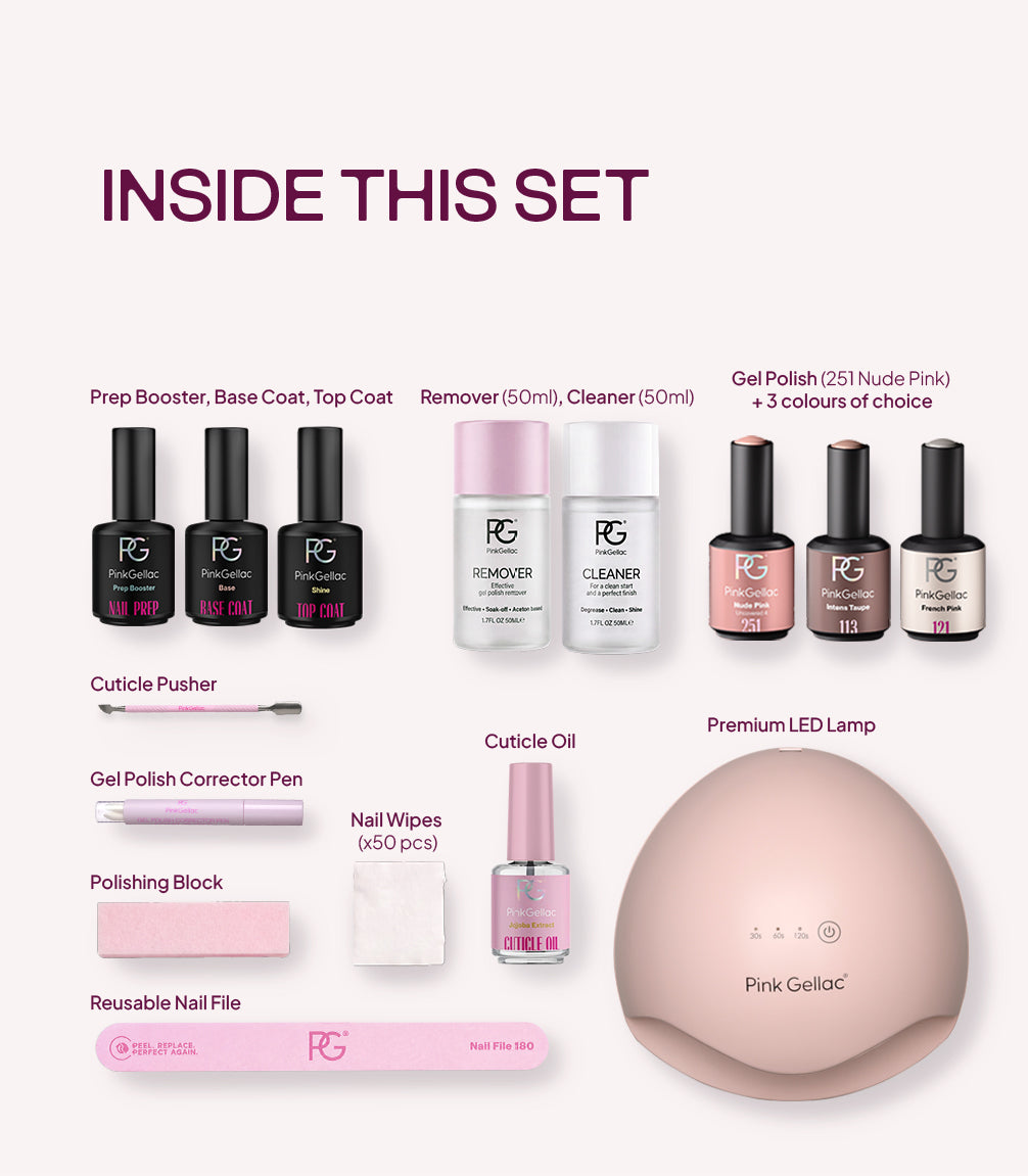 At Home Nail Studio Starter Kit + 3 couleurs supplémentaires