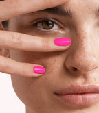 Manicured nails painted with Pink Gellac 495 Pink Guava gel polish.