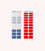Gel nail sticker sheets and size guide from the Pink Gellac Emily in Paris set.