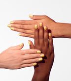 Manicured nails painted with Pink Gellac 487 Yummy Yellow gel polish.