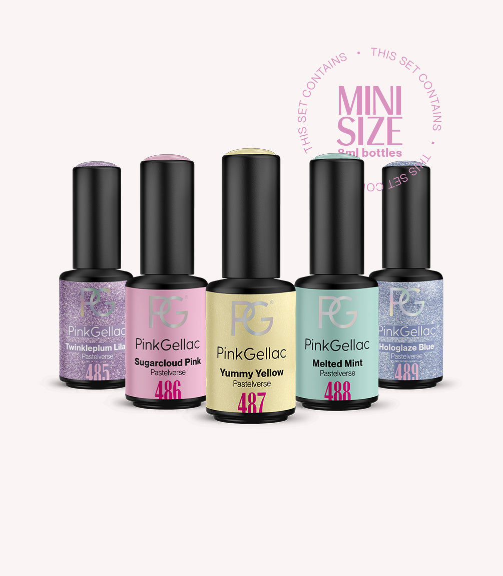 Pink Gellac Pastelverse Mini Set in its gift box.