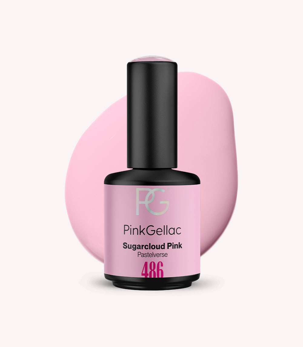Pink Gellac 486 Sugarcloud Pink gel nail polish bottle.