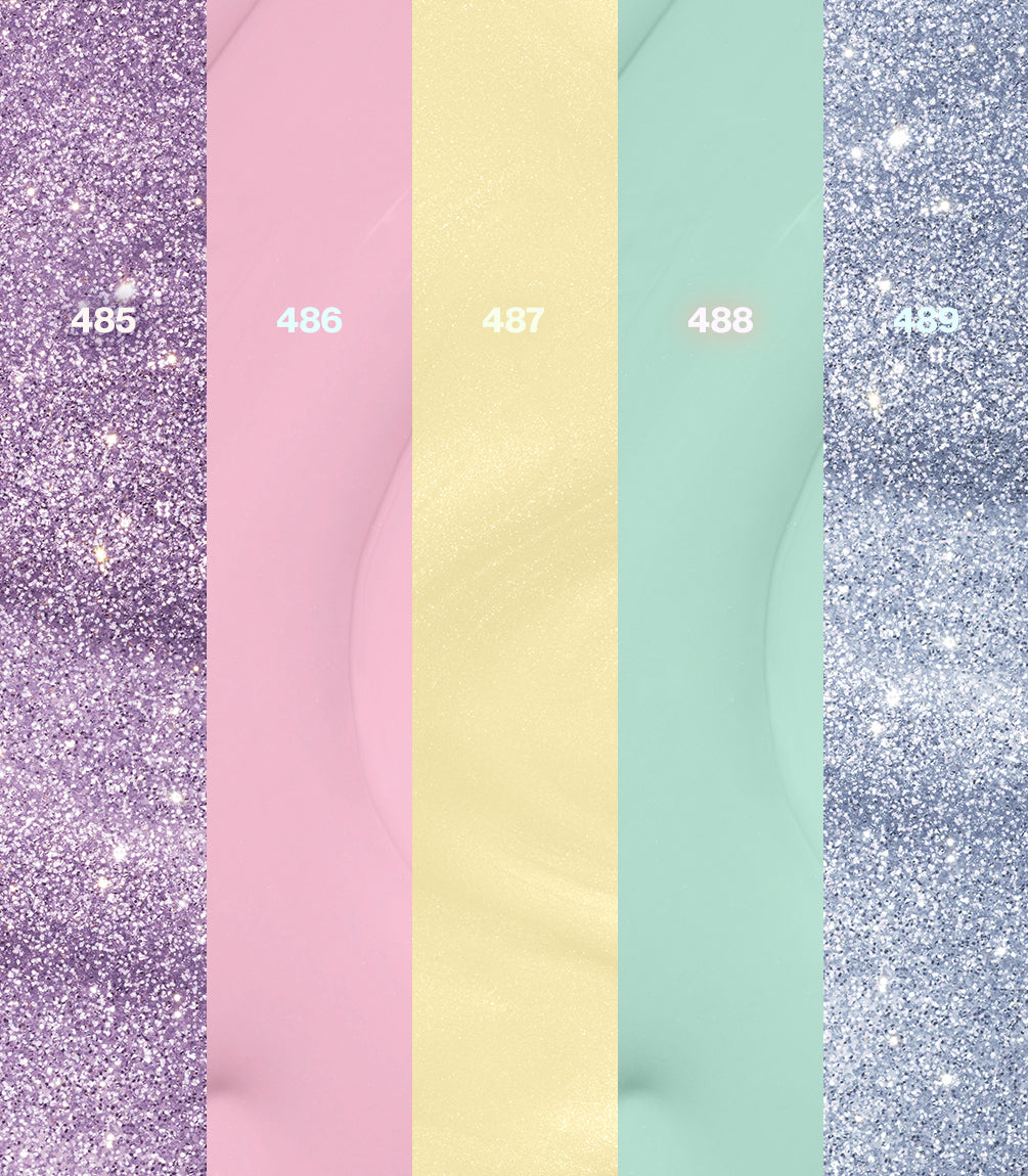 Pink Gellac Pastelverse Full Size Set gel polish bottles.