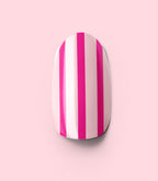 Close-up of a Pink Gellac 2009 Striped in Pink press-on nail.