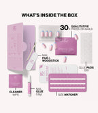 Pink Gellac 2010 Ice Blue French press-on nails kit contents with nails, glue, file and tools.