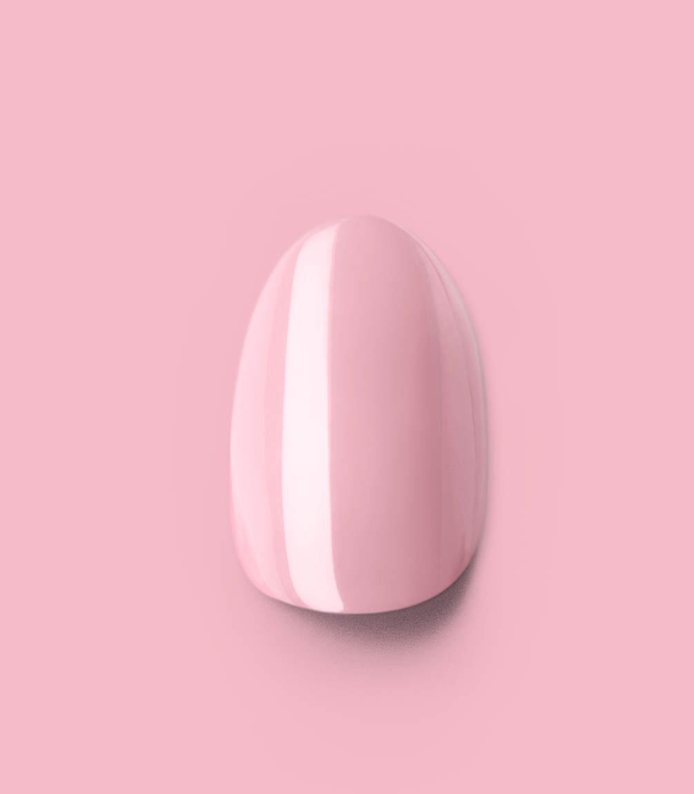 Close-up of a Pink Gellac 486 Sugarcloud Pink press-on nail in soft pink.