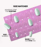 Pink Gellac press-on nails size matcher chart for measuring your nail size.