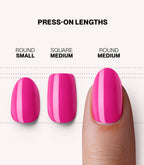 Pink Gellac 495 Pink Guava press-on nails length and shape guide.