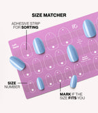 Pink Gellac press-on nails size matcher chart for measuring your nail size.
