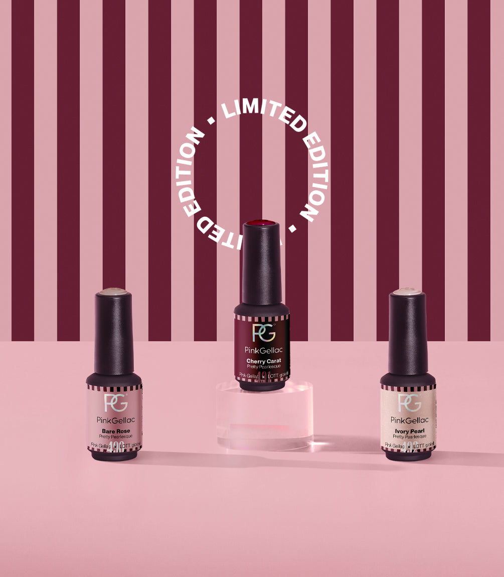Pink Gellac Pretty Pearlesque Gel Polish Set in its gift box.