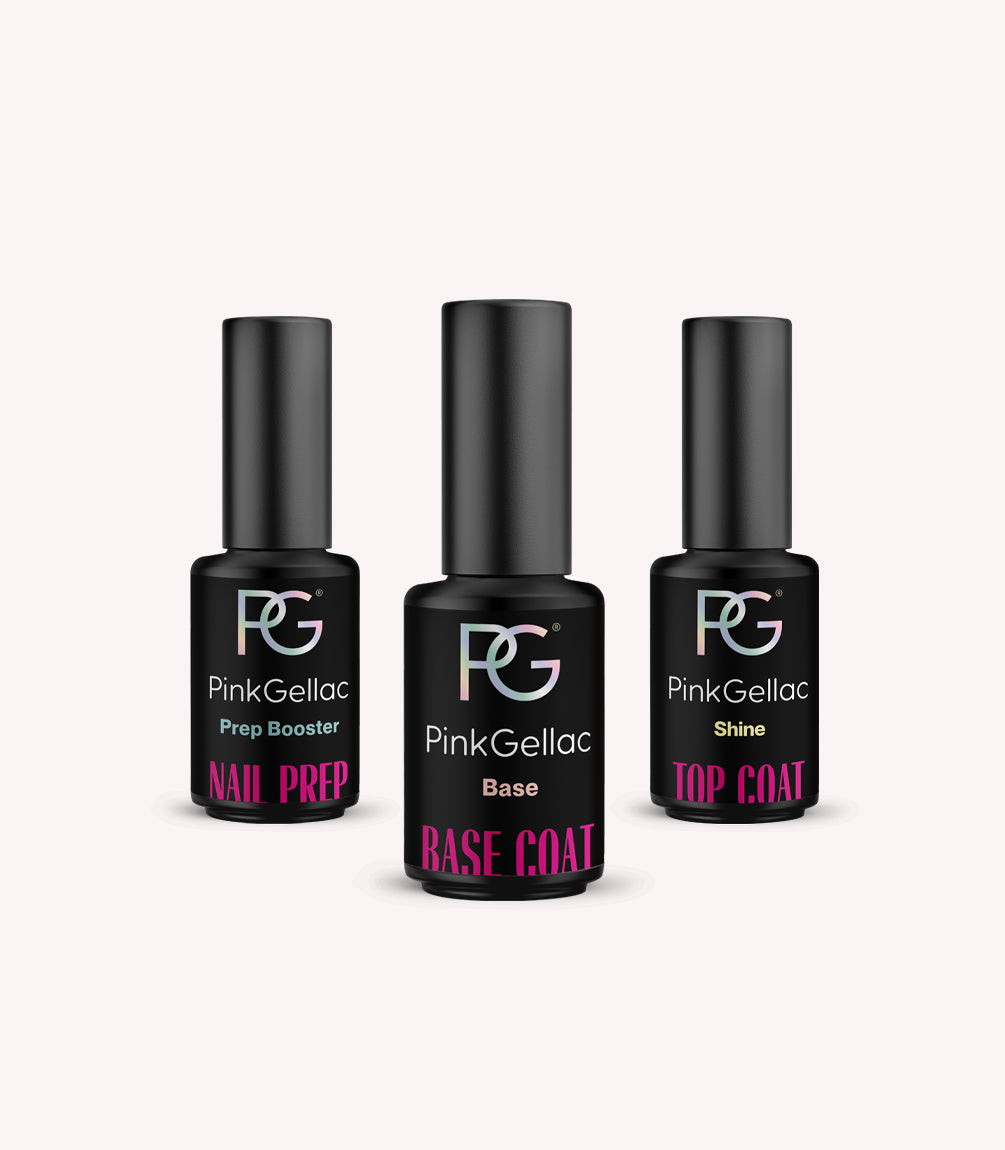 Three Pink Gellac gel polish bottles from the Pretty Pearlesque set.