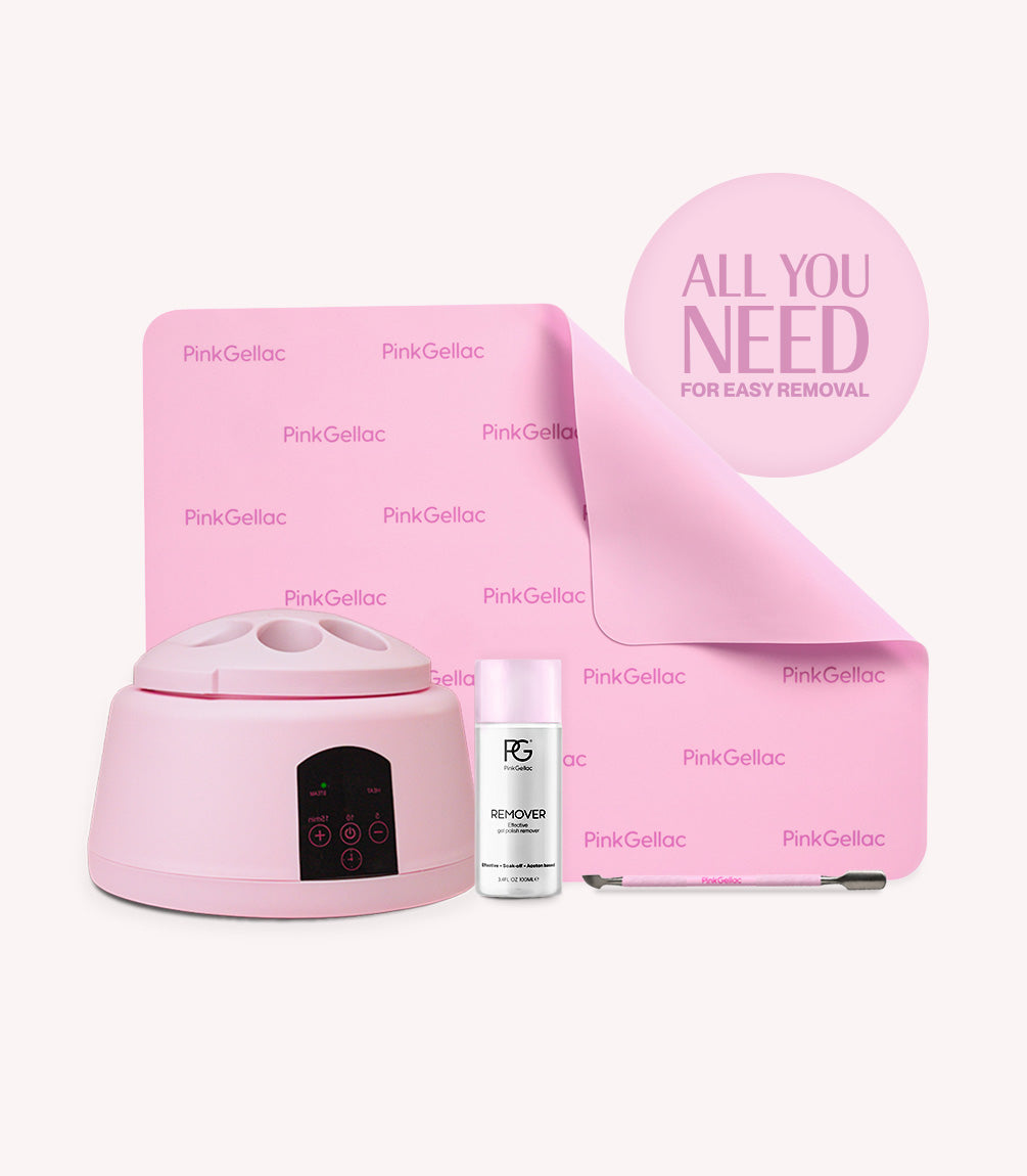 Pink Gellac steam gel remover bundle with the pink steam device and accessories.