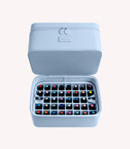 Pink Gellac Ice Blue storage case holding rows of gel polish bottles.