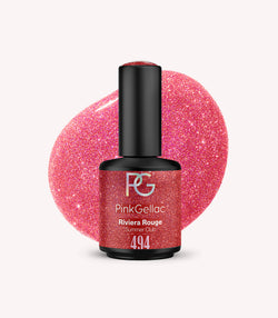 Pink Gellac 494 Riviera Rouge gel nail polish bottle.