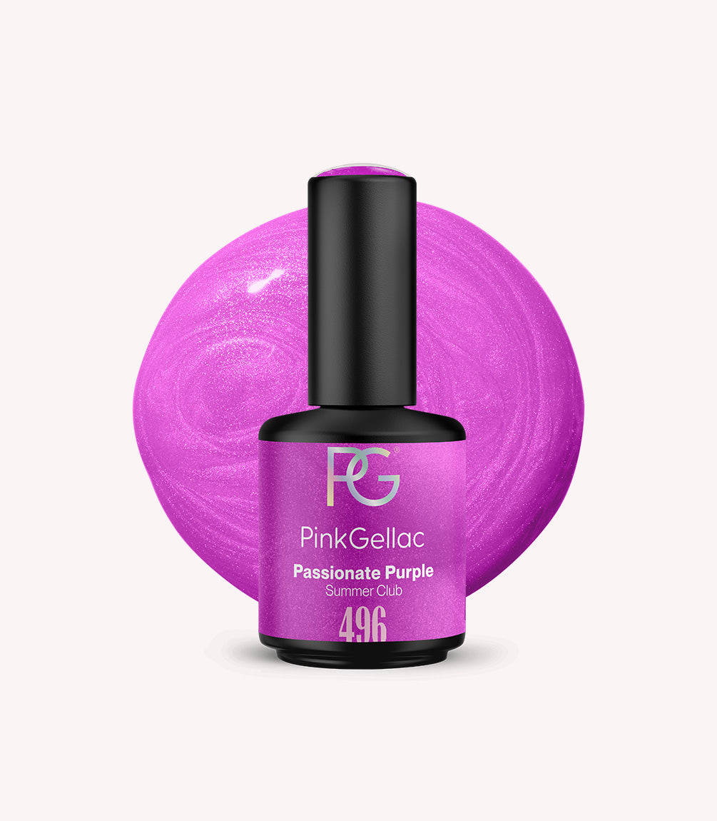 496 Passionate Purple | Purple Gel Polish with Shimmer | Pink Gellac