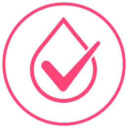 A pink square on a white background.