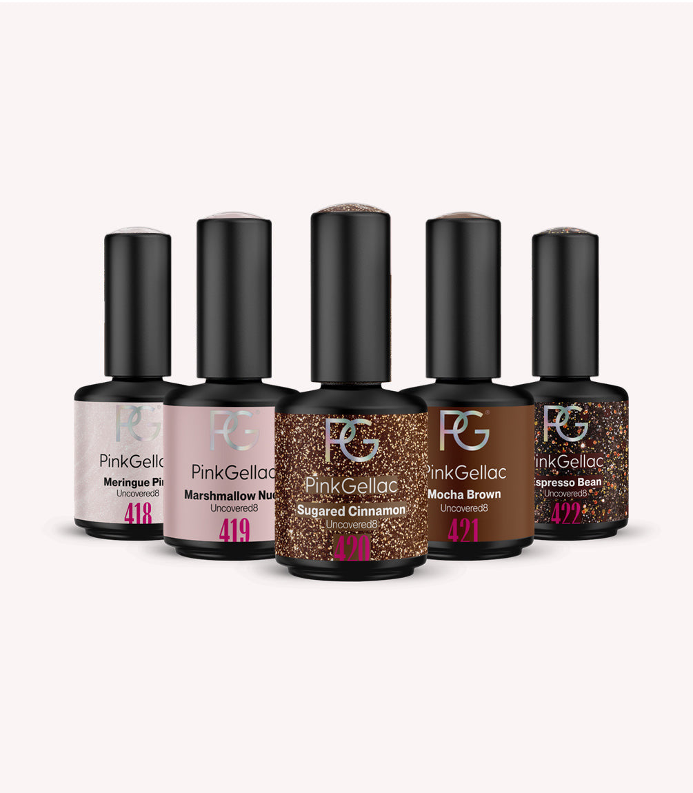 Swatches of the shades in the Pink Gellac Uncovered8 Set.