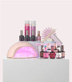Pink Gellac Build Your Own gel nail polish kit with 7 colours, lamp and accessories.