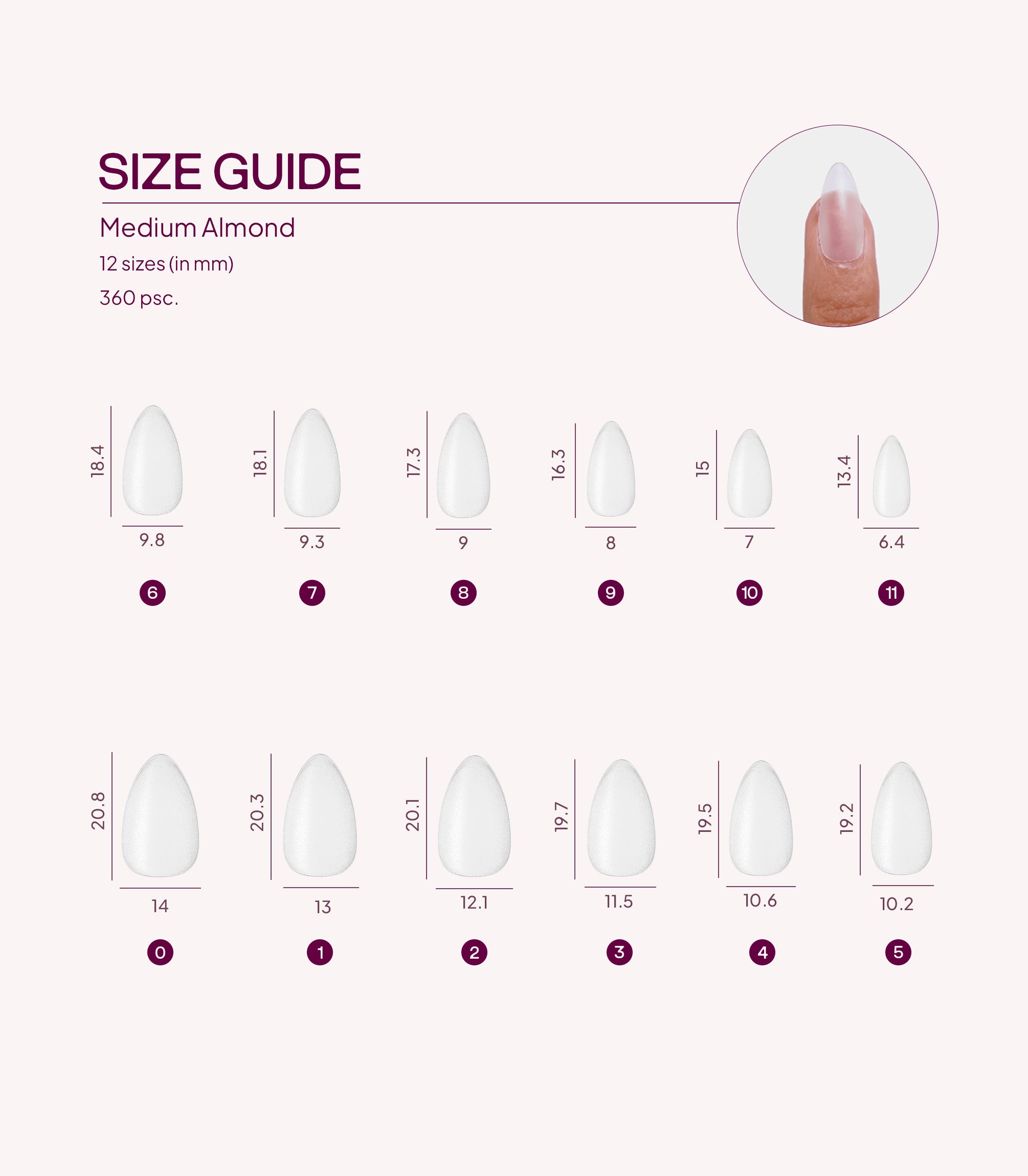 Nail Extension Tips - Medium Almond