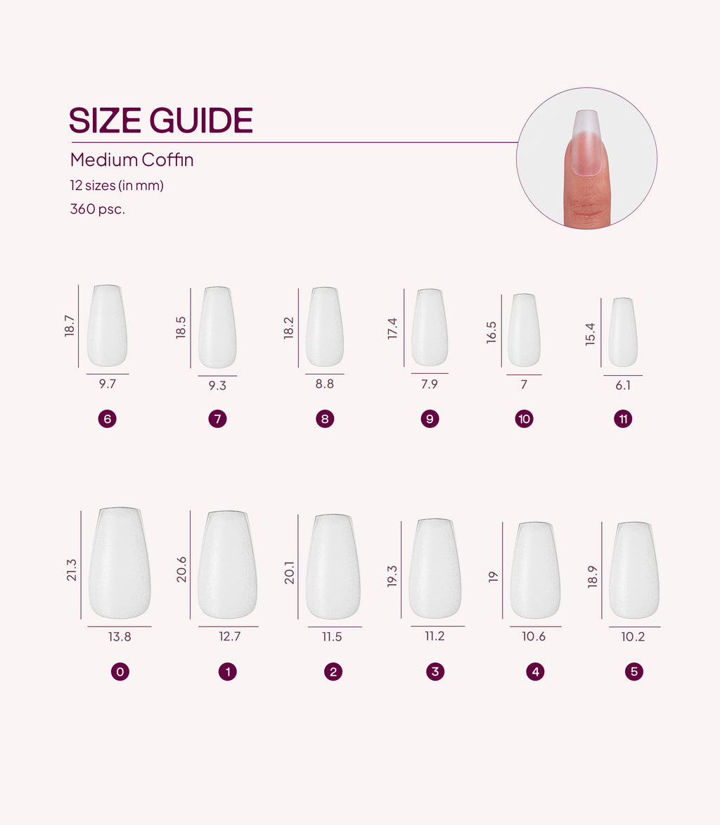 Nail Extension Tips - Medium Coffin