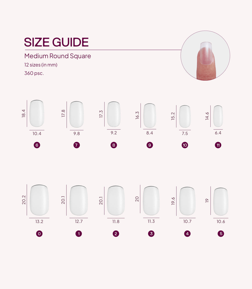 Nail Extension Tips - Medium Round Square