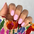 Manicured nails painted with Pink Gellac 486 Sugarcloud Pink gel polish.