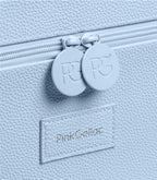 Close-up of the handle and clasp of the Pink Gellac Ice Blue storage case.