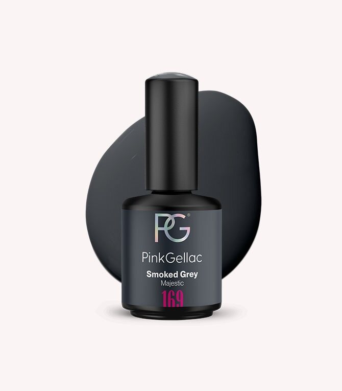 Pink Gellac 169 Smoked Grey gel nail polish bottle.
