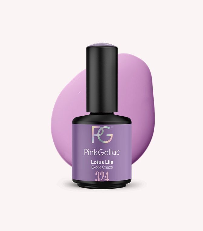 Pink Gellac 324 Lotus Lila gel nail polish bottle.