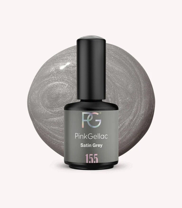Pink Gellac 155 Satin Grey gel nail polish bottle.