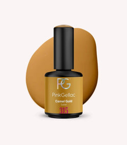 Pink Gellac 315 Camel Gold gel nail polish bottle.