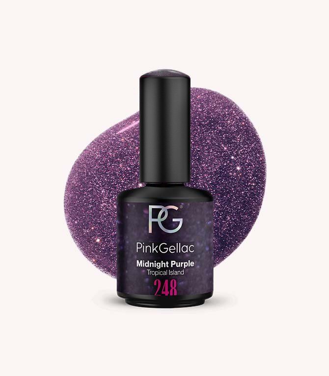 Pink Gellac 248 Midnight Purple gel nail polish bottle.