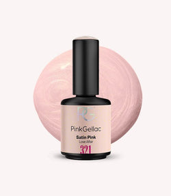 Pink Gellac 321 Satin Pink gel nail polish bottle.