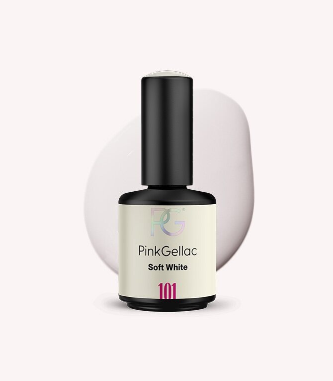 Pink Gellac 101 Soft White gel nail polish bottle.