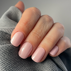 Hand wearing Pink Gellac 058 Bare Rose gel nail stickers.