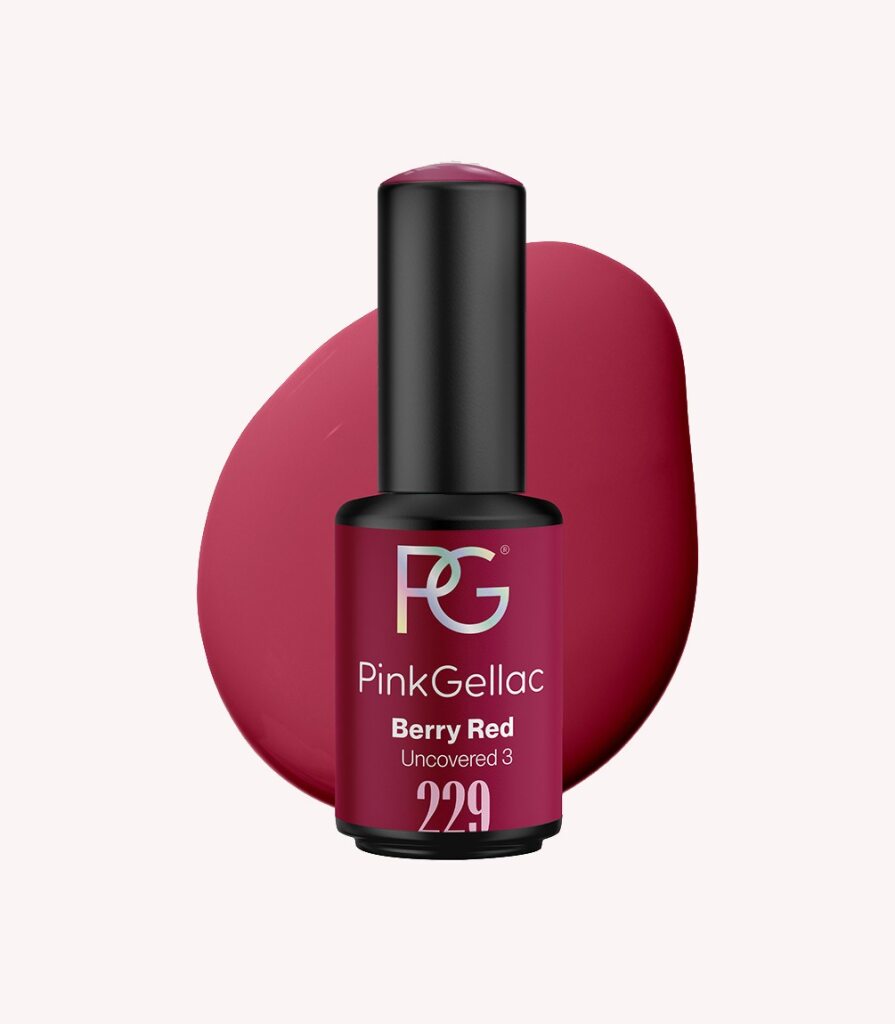 Pink Gellac 229 Berry Red gel nail polish bottle.
