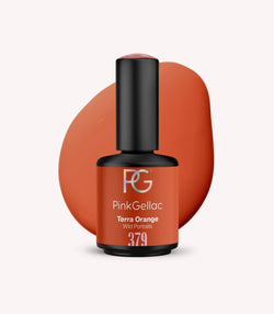 Pink Gellac 379 Terra Orange gel nail polish bottle.