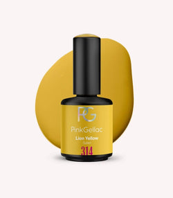 Pink Gellac 314 Lion Yellow gel nail polish bottle.