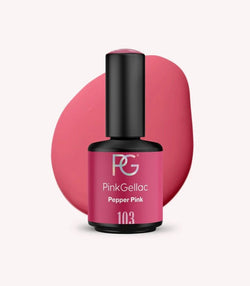 Pink Gellac 103 Pepper Pink gel nail polish bottle.