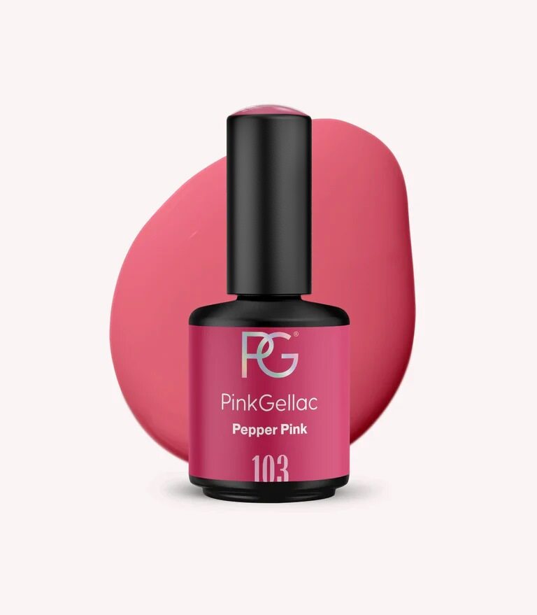Pink Gellac 103 Pepper Pink gel nail polish bottle.